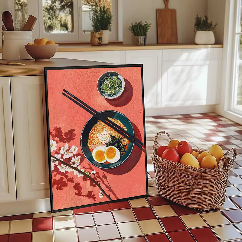 Potdemiel Leinwanddruck Lamian-Nudeln Abstraktes Japanisches Kunstwerk Mehrfarbig - Bild 3
