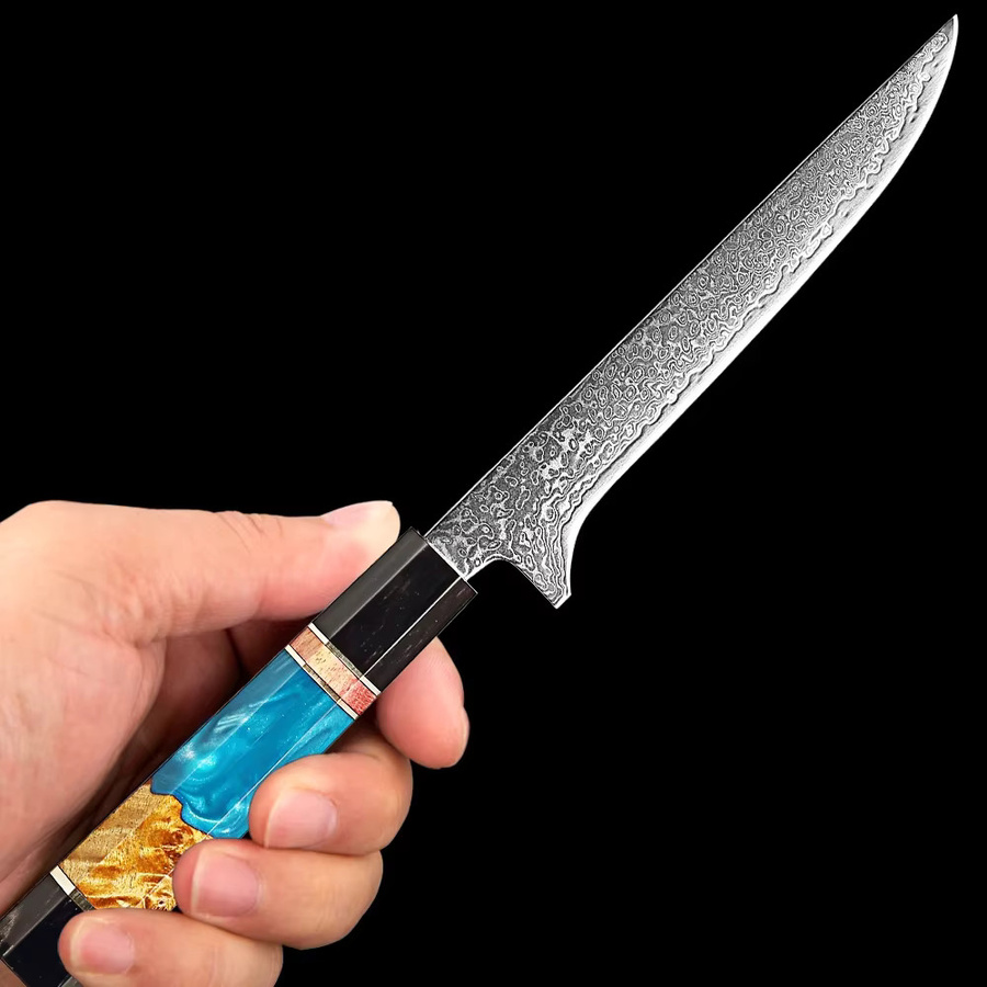 Xituo Ausbeinmesser aus Damaststahl mit Pakkaholz-Griff, 15,24 cm, Mehrfarbig - Bild 2