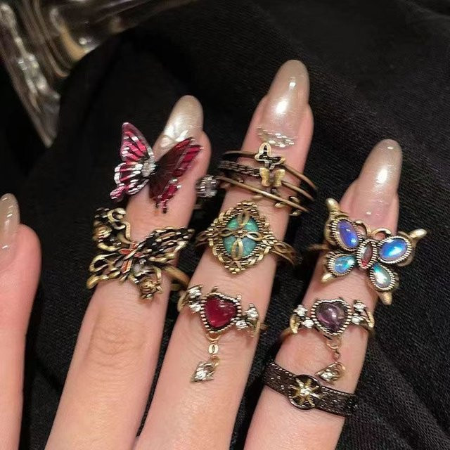 imixlot Ring, Messing, Zirkonia, Gold, Damen, Vintage - Bild 1