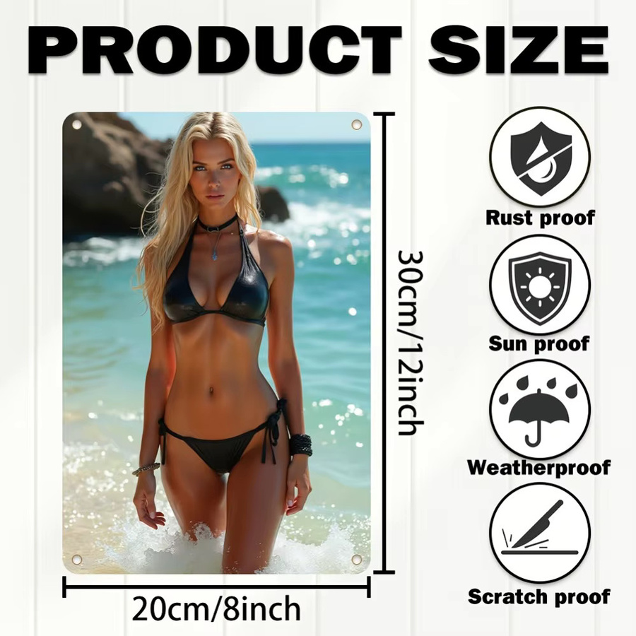 HELLOYOUNG Metall-Wandkunst Bikini-Mädchen Portrait in Mehrfarbig - Bild 2