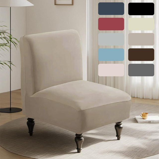 Yiran Furniture Wasserdichter und elastischer Sesselbezug aus Büffelmilchseide in Beige, B/T/H: 33 x 46,6 x 22,9 cm - Bild 1