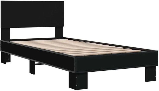 vidaXL Bettgestell Schwarz aus Holzwerkstoff und Metall - Bild 1