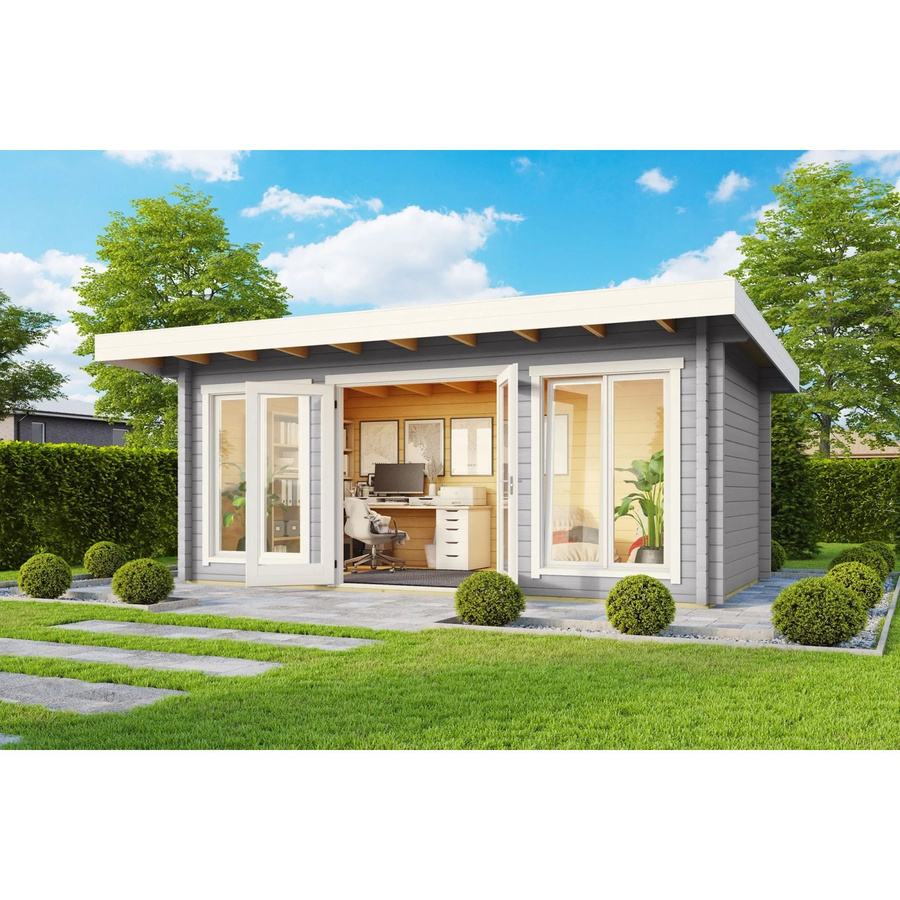 Lasita Maja Gartenhaus Dorset Flachdach Lichtgrau B/H/T: 540 x 238,95 x 360 cm - Bild 2