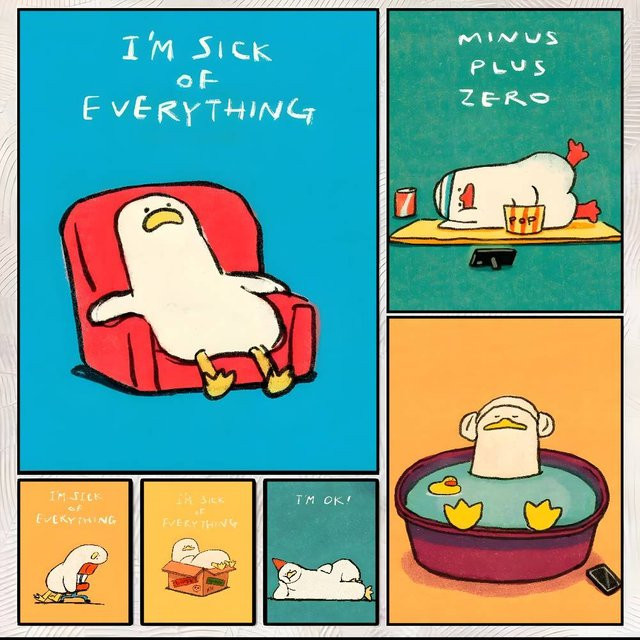SSEBONG Süße Ente Illustration Poster HD Kunst Wanddeko für Wohnzimmer und Schlafzimmer - Bild 1