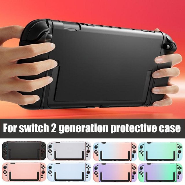 Stoßfeste TPU-Schutzhülle für Nintendo Switch 2 mit integriertem Ständer in Schwarz - Bild 1