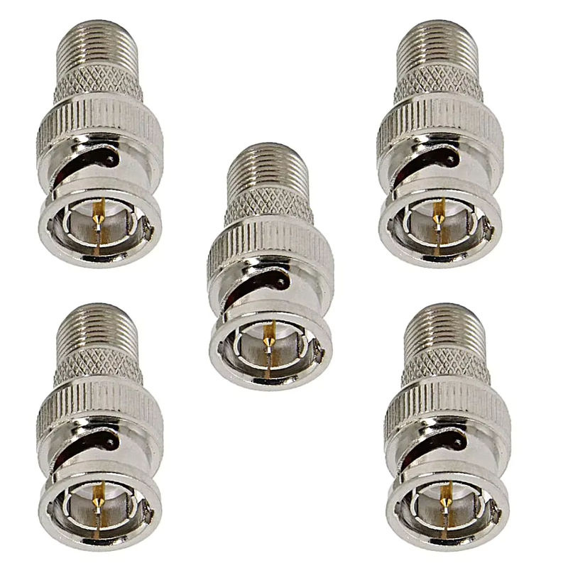 FRHY 5er Set BNC-Stecker auf F-Typ-Buchse Koaxial-Adapter für CCTV-Kameras RG59/RG6 75 Ohm in Silber - Bild 3