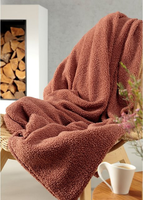 Biederlack Wohndecke Teddy in Beige und Braun, kuschelige Fleece-Decke mit Fluffy-Effekt - Bild 1