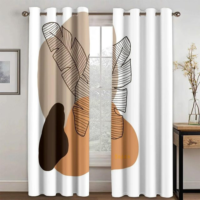 Household supplies MH Fenstervorhänge mit abstraktem geometrischem Design in Multicolour, 2er-Set, semi-transparent, B: 110 cm, H: 240 cm - Bild 1