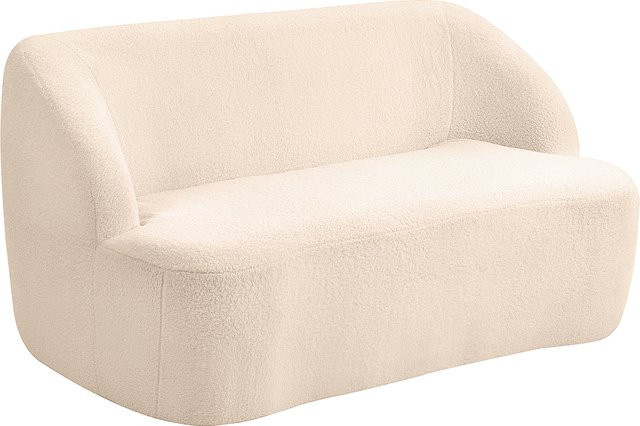 HOMCOM 2-Sitzer Sofa aus Frotteegewebe in Beige mit modernem Design und geschwungenem Rücken, Breite: 142 cm - Bild 1