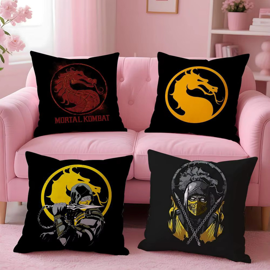 M-Mortal Kombat Kissenbezug aus Plüsch in Schwarz mit doppelseitigem Druck, B/T/H: 30 x 30 x 0 cm - Bild 2