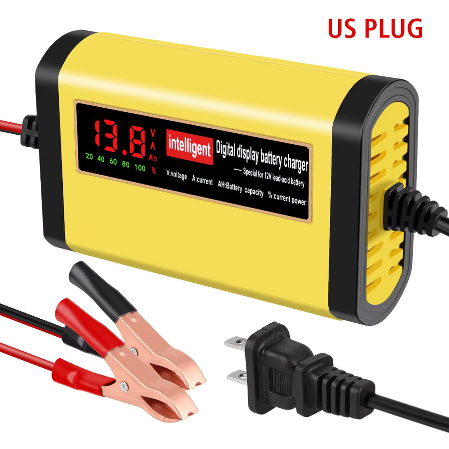 Intelligentes Autobatterie-Ladegerät mit 2 A, vollautomatisches Ladegerät in 3 Stufen für Blei-Säure, AGM und GEL Batterien, Gelb - Bild 7