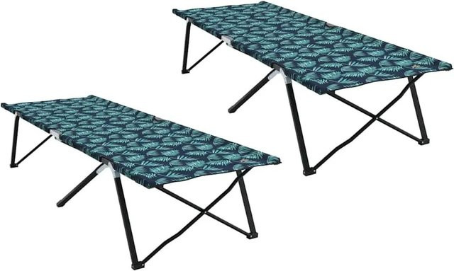 vidaXL Klappbares Schlafbett für Camping, 2er Set, Farbe Grün, B/T/H: 206 x 76 x 74 cm - Bild 1
