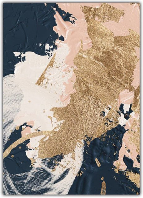 TPFLiving Luxus Poster Leinwand Abstrakte Malerei in Rosa, Beige, Gold und Schwarz, 3 Motive, B: 13 cm, H: 18 cm - Bild 1