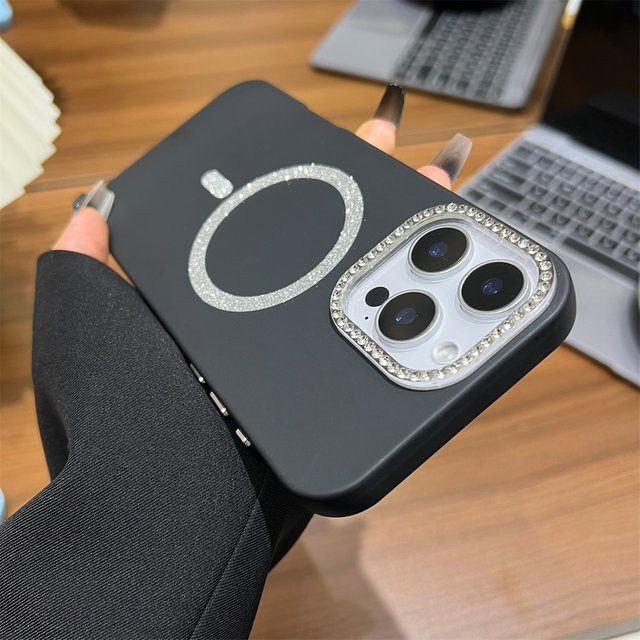 Caynes Diamantbesetzte Handyhülle für iPhone in Lila, kompatibel mit iPhone 16 Pro Max, 15, 14, 13, 12 und 11, unterstützt kabelloses Laden - Bild 1