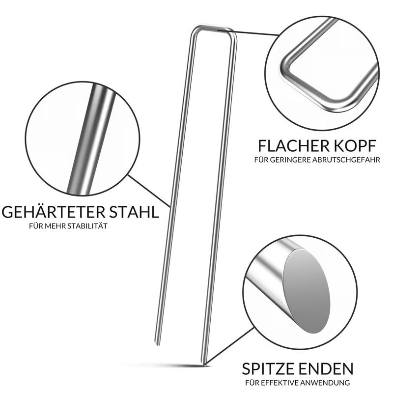 Gardebruk 150er-Set Heringe aus verzinktem Stahl in Silber, Durchmesser: 2,7 mm - Bild 2