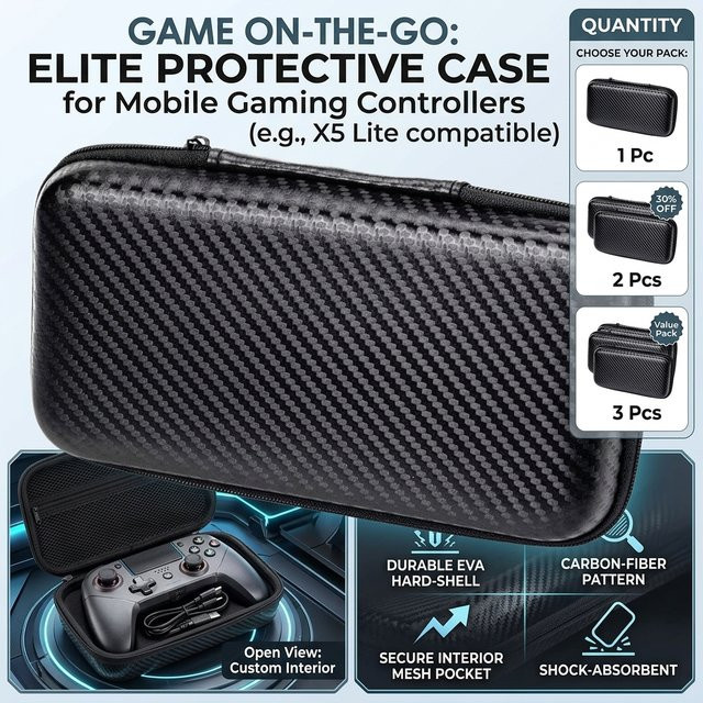 Gamesir X5 Lite Schutzhülle: Tragbare wasserdichte Hartschalentasche für Mobile Gaming Gamepads in Schwarz - Bild 1