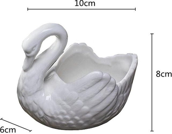 Yiran Furniture Keramik-Blumentopf Schwan in Weiß, Dekovase für Sukkulenten und Schmuck, B/T/H: 10 x 6 x 8 cm