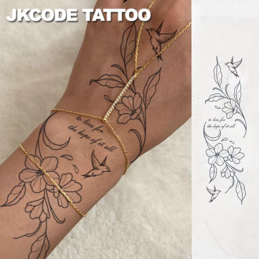 JKCODE TATTOO Kräuter-Tattoo-Aufkleber, Unisex, Lebensbaum-Muster - Bild 2