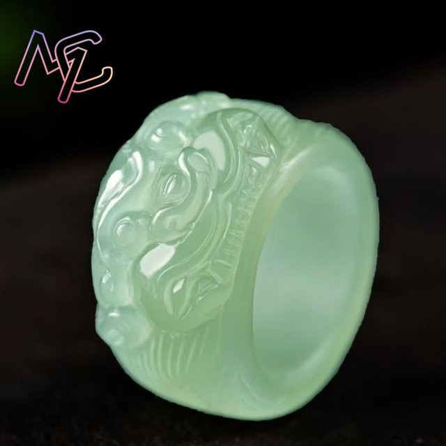 Ring Jade Pixiu, Weiß, Unisex, 20–21 mm - Bild 1