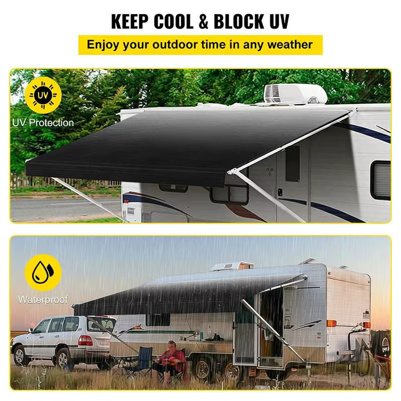 Wohnwagen-Vordach Outdoor-Campingplane in Grau mit Kohle-Farbverlauf, wasserdichter Sonnenschutz aus PVC-beschichtetem Vinyl, B: 524 cm, T: 240 cm - Bild 3