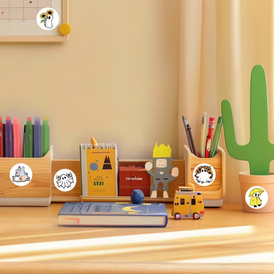 500 Stück Cartoon-Aufkleber mit niedlichen Geistern, wasserfeste ästhetische Sticker in Multicolour für Laptop, Scrapbook, Skateboard und DIY-Projekte - Bild 2