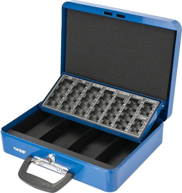 HMF Geldkassette mit Münzzählbrett und Tragegriff in Blau, B/T/H: 30 x 24 x 8 cm - Bild 1