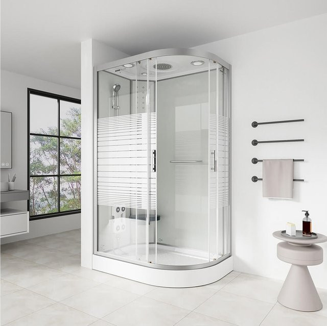 Home Deluxe Duschkabine WHITE PEARL in Weiß mit Regendusche, Rückenmassage und Handbrause, Eckdusche mit Schiebetür, B/T: 120 x 80 cm, Rechtsausführung - Bild 1