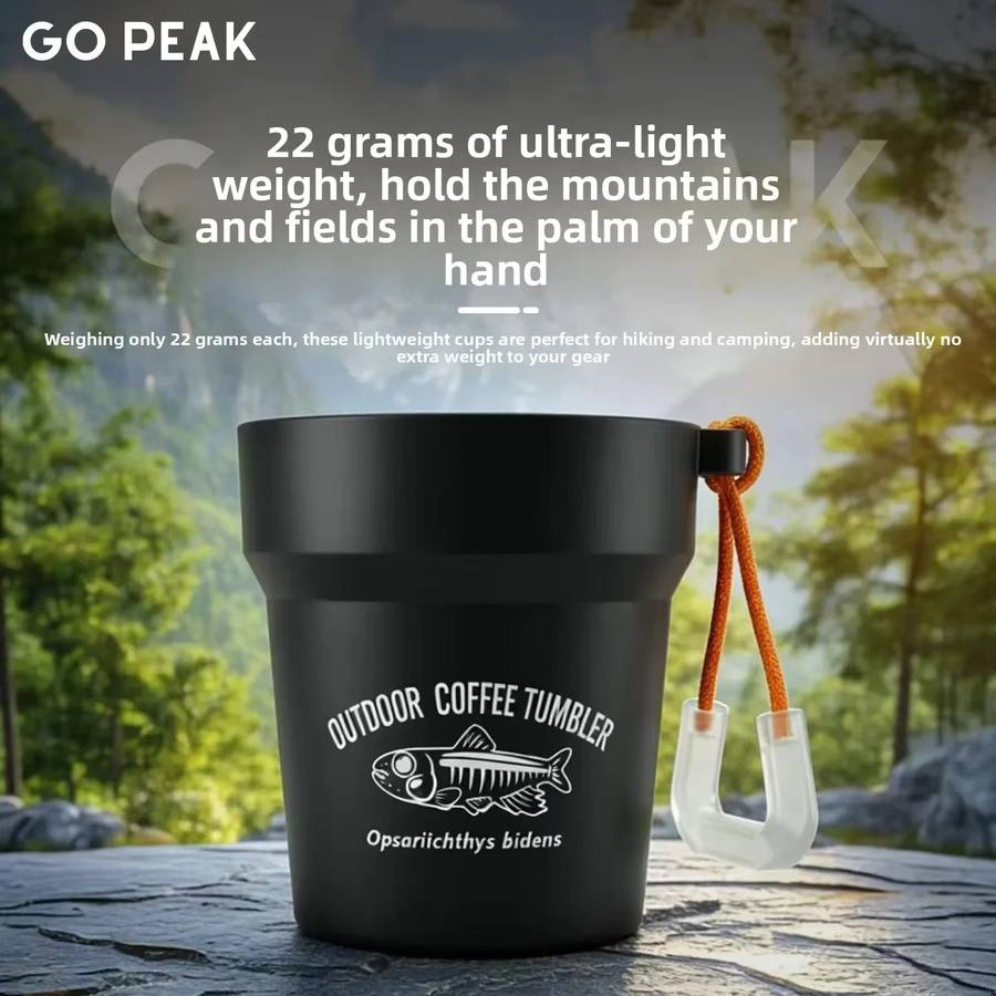 GO PEAK Camping-Becher-Set 5-teilig, ultraleichte tragbare Reise-Kaffeetassen für Backpacking und Wandern inklusive Aufbewahrungstasche und Aufhängehaken - Bild 5