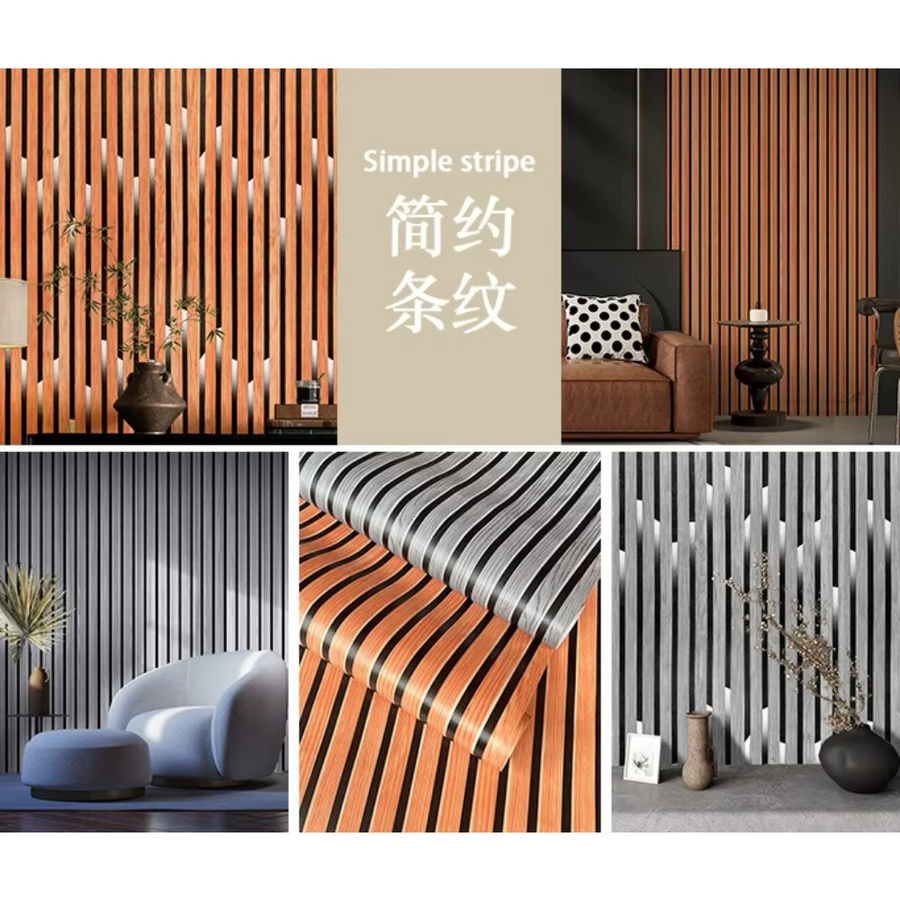 Selbstklebende Tapete mit Gitter-Streifen-Design in Braun für Wohnzimmer, Schlafzimmer und Esszimmer - Bild 1