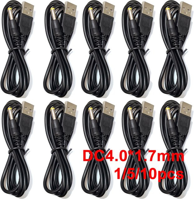 USB zu DC Ladekabel für Sony PSP 1000 2000 3000, 5V 2A Power Adapter mit 4,0 x 1,7 mm Anschluss, Schwarz, Länge: 1 m - Bild 1