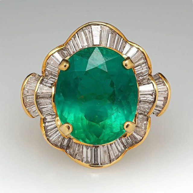 YoYo Ring, Gold, Smaragd, Damen, Vintage - Bild 1