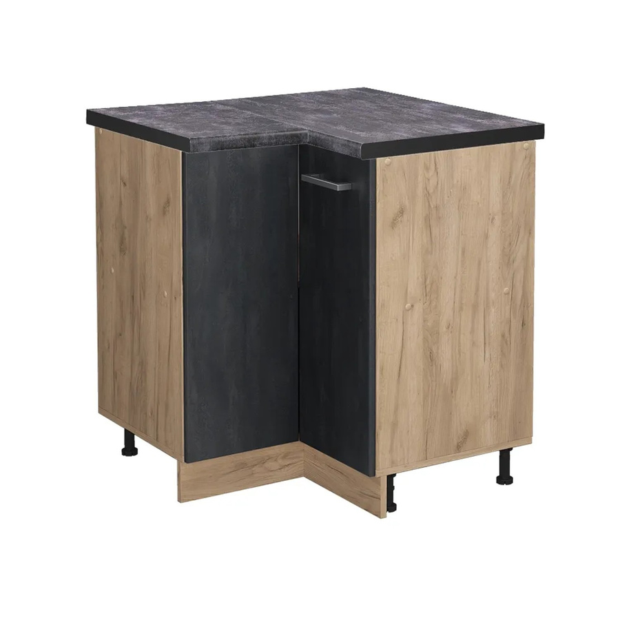 Vicco Eckunterschrank R-Line Schwarz Beton Goldkraft Eiche Anthrazit B/T/H: 76 x 41,44 x 75,6 cm - Bild 2