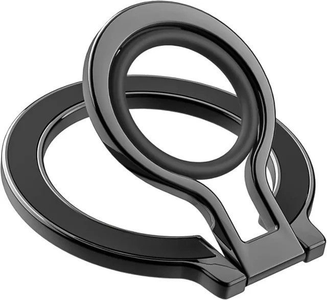 VIKEFON Magnetischer Handyhalter-Ständer für MagSafe mit Fingerring und Kickstand in Schwarz für iPhone 17, 16, 15, 14, 13 - Bild 1