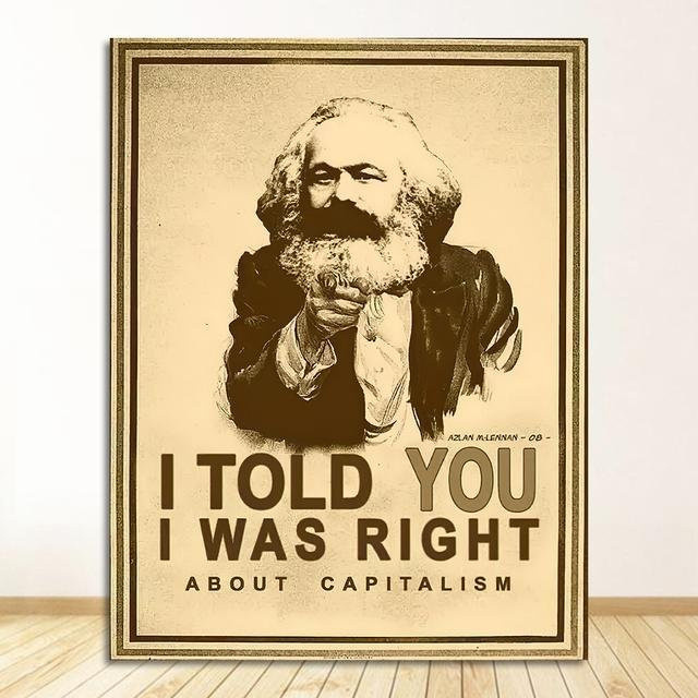 Aidegou5 Marx Leinwandgemälde Vintage Wandbild Kraft-Poster mit Aquarellmuster, Multicolor, Breite: 60 cm, Höhe: 100 cm - Bild 1
