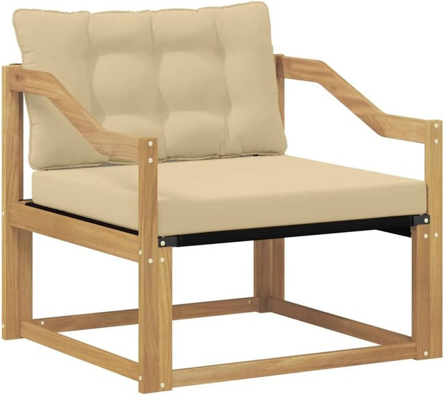 vidaXL Outdoor-Sofagarnitur aus massivem Akazienholz mit Textilene-Polstern in Weiß - Bild 1