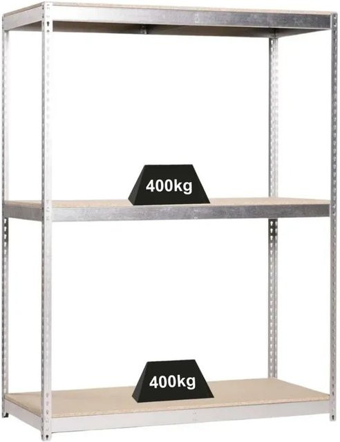 PROREGAL Schwerlastregal Wood Beast aus Metall mit 3 Ebenen, H x B x T: 200 x 240 x 75 cm, Fachlast 400 kg, pulverbeschichtet - Bild 1