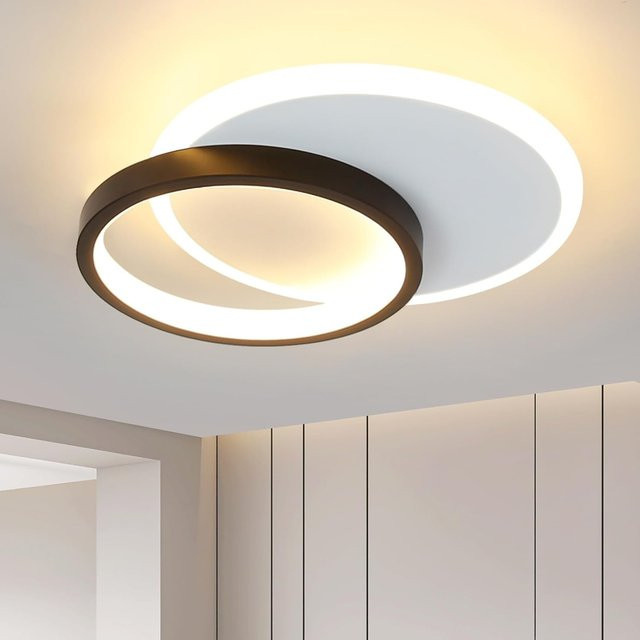 Nettlife LED-Deckenlampe in Schwarz, Modernes Design, Rund, Warmweiß 3000 K, Durchmesser: 24,5 cm - Bild 1