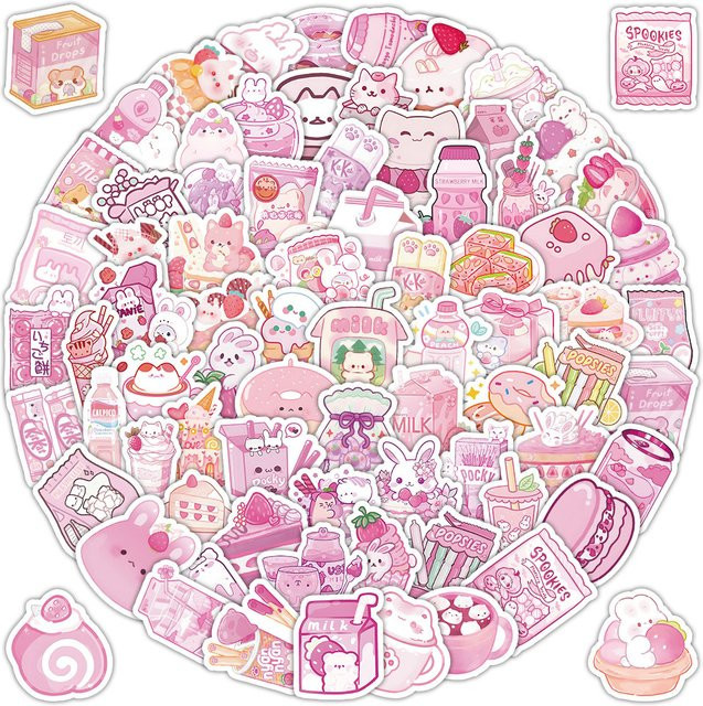 103 Stück rosa Snack-Aufkleber mit Lebensmittel-Motiv von Sticker Story Store - Bild 1
