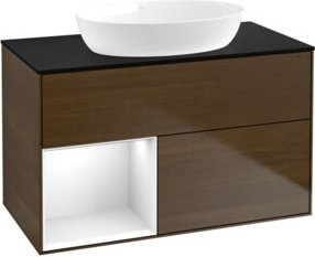 V&B Waschtischunterschrank Finion 100 in Weiß und Braun, lackiert - Bild 1