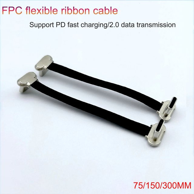 Bidirektionales USB-C FPC Flachbandkabel Stecker auf Stecker für Carplay-Box mit PD Schnellladung 2.0, Schwarz, Länge: 45 mm - Bild 1