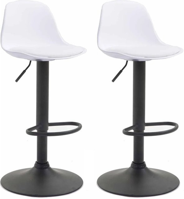CLP 2er Set Barhocker Kiel modern in Weiß/Schwarz aus Kunststoff und Metall - Bild 1
