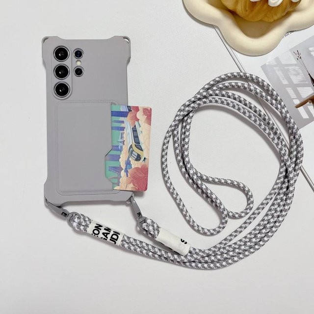 Stoßfeste Geldbörse-Hülle für Samsung Galaxy S24 S23 FE A55 A35 A15 A54 A34 A14 A52 A53 mit Kartenfach und Crossbody-Gurt in Transparent/Grau - Bild 1