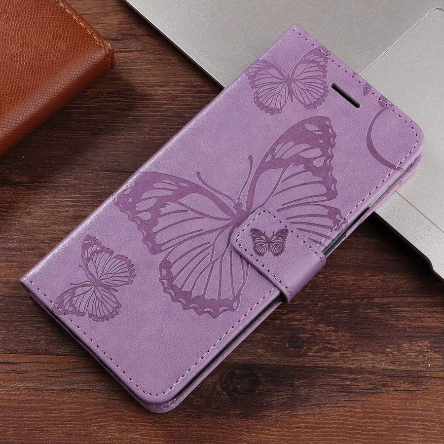 Leder-Brieftaschenhülle mit Schmetterlings-Prägedesign für Motorola Moto Edge 60 70 X70 Air G86 G56 G06 G67 Pro Fusion Power in Grau und Lila - Bild 5