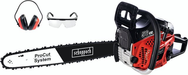 Scheppach Benzin Kettensäge CSH56 mit 20 Zoll Schwert inklusive Gehörschutz und Schutzbrille - Bild 1