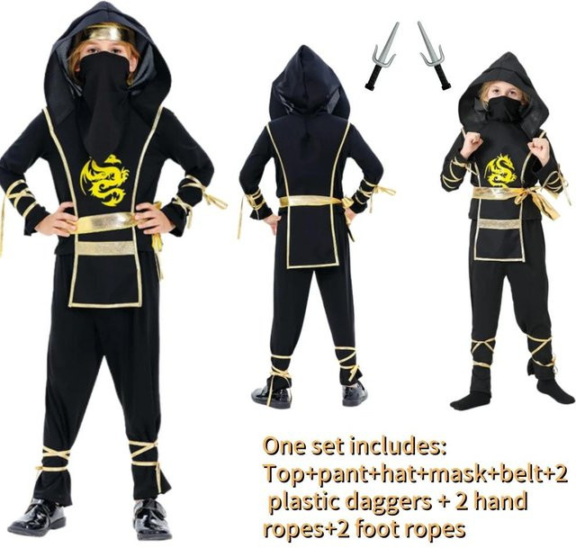 Ninjago Ninja Cosplay Kostüm, Drache, Overall mit Dreizack, Schwarz - Bild 1
