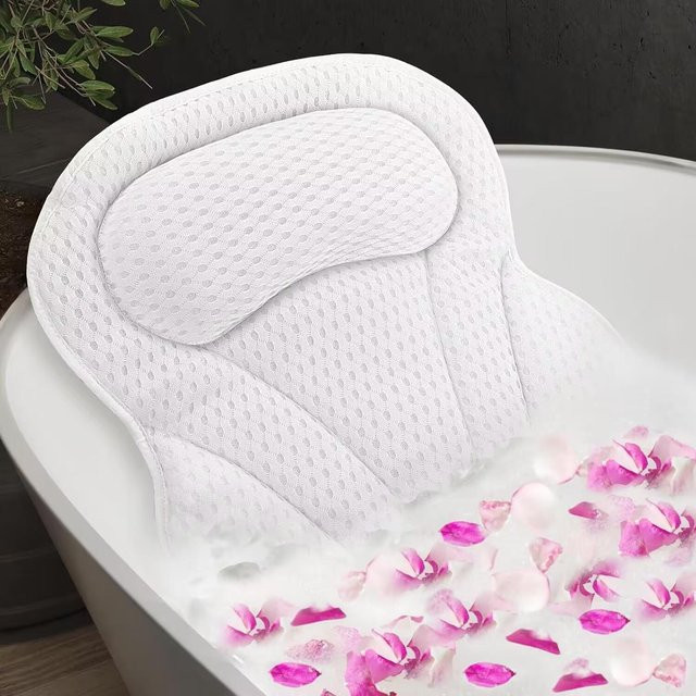 Yiran Furniture Badewannenkissen 4D mit Saugnapf in Grau und Weiß - Bild 1