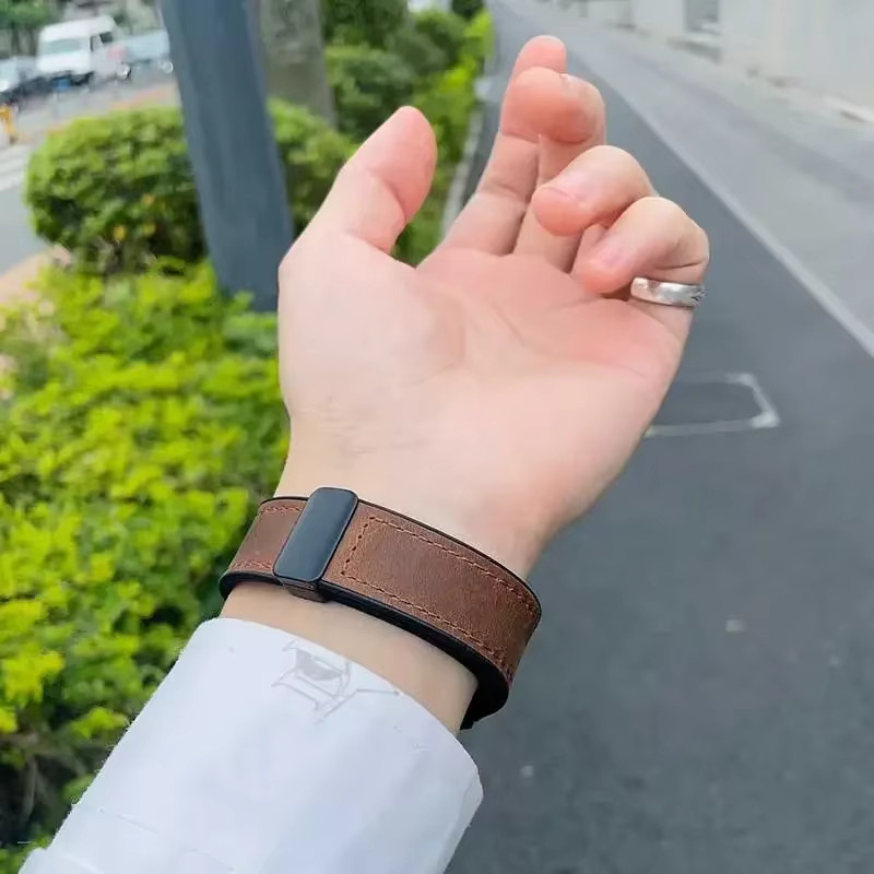 Uhrenarmband Leder, Silikon, Samsung Galaxy Watch 4 5 6 7, Magnetschnalle - Bild 2