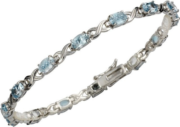 Zeeme Gemstones Armband, 925 Silber, Blautopas, Damen, 19 cm