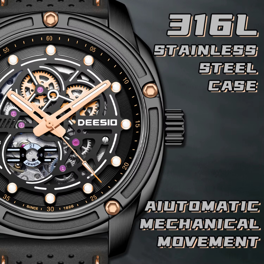 Deesio Chronograph, Automatik, Edelstahl, Schwarz, Herren - Bild 3