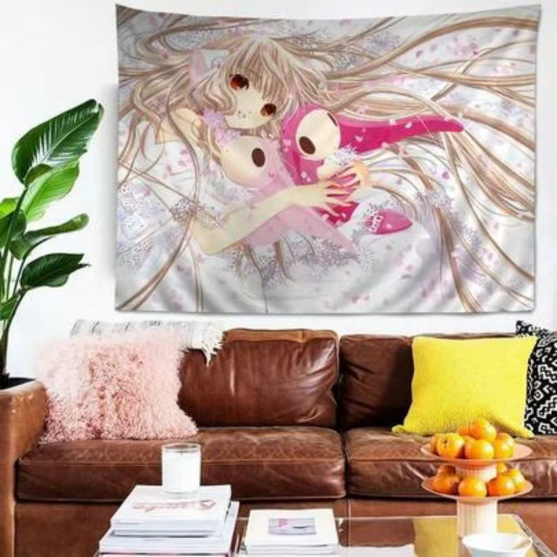 VIKAMA Wandteppich mit Anime-Mädchen in rosa Lolita-Kleid, ästhetischer Wandbehang für Gaming-Raum und Wohnzimmer, Breite: 60 cm, Höhe: 40 cm - Bild 3